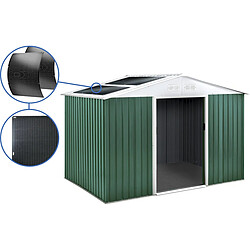 Habitat Et Jardin Abri de jardin métal - Rosas - 7,06 m² avec panneaux solaires - Vert Abri de jardin métal avec panneaux solaires - 7,06 m² - Acier robuste - 245 x 267 x 165 cm - Traitement anti rouille