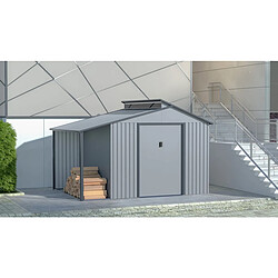 Habitat Et Jardin Abri de jardin métal avec pergola Madras - 9.12 m² - 257 x 355 x 237 cm - Gris