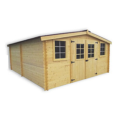 Abri madriers massifs 18.27 m² bois naturel - BA4050.02N - HABRITA