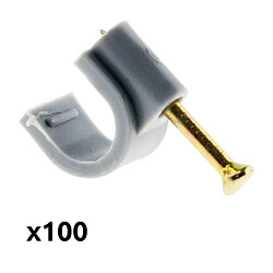 Zenitech Crochets de fixation Ø9 mm - Lot de 100 - Gris