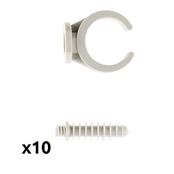 Zenitech Clips avec chevilles pour câbles - Lot de 10