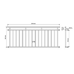 ECD Germany Garde-corps balcon blanc 225x90 cm pas cher