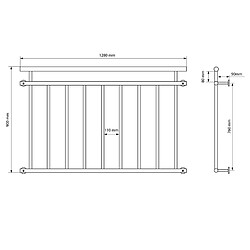 ECD Germany Garde-corps balcon 128 x 90 cm pas cher