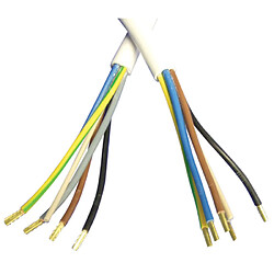 Câble d’alimentation pour four Câble rond pour four - 5 x 2,5 mm² dénudé aux deux extrémités - Compatible plaques et fours électriques - Réf. 481010563543