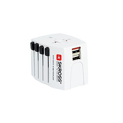 Skross Adaptateur de Voyage Universel + 2 USB - Blanc