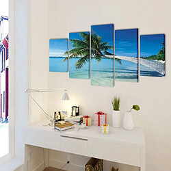 VidaXL Plage avec Palmier - Multicouleur