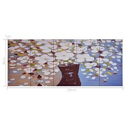 Vidaxl Jeu de Tableau sur Toile Fleurs en Vase - Multicolore pas cher