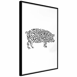 Paris Prix Affiche Murale Encadrée Curly Pig 30 x 45 cm - Noir