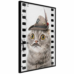 Paris Prix Dressed Up Cat 40 x 60 cm - Noir Affiche murale encadrée - Papier haute qualité 170 g/m2 - Cadre plastique/MDF - Protection incluse