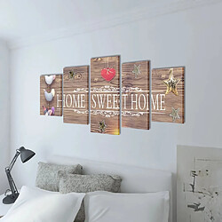 Vidaxl Set de toiles murales imprimées "Home Sweet Home"