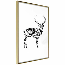 Paris Prix Marble Stag 20x30 cm - Or Affiche murale encadrée - Papier haute qualité 170 g/m2 - Cadre plastique, MDF et verre acrylique - Fixation murale
