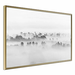 Paris Prix Fog Over the Forest - Or Affiche murale encadrée - Haute qualité - Taille 60 x 40 cm