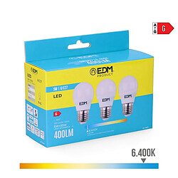 Avis Edm Lot de 3 ampoules LED E27 5 W - Blanc froid 6400 K