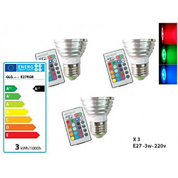 Desineo Lot de 3 Ampoules à LED RGB