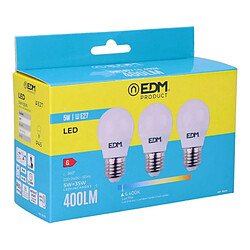 Edm Lot de 3 ampoules LED E27 5 W - Blanc froid 6400 K