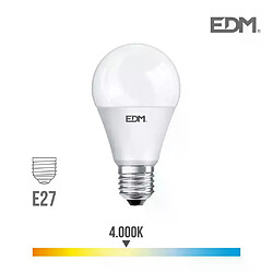 EDM Ampoule LED E27 10W Ronde A60 - Blanc Naturel Ampoule LED E27 10W - Équivalent 60W - Lumière blanc naturel 4000K - 810 lm - Angle 220° - 25000h