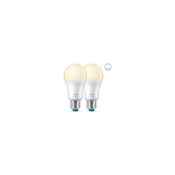 Avis Pack 2 Ampoules LED Intelligentes WiFi + Bluetooth E27 A60 Dimmable WiZ 8W Blanc chaud 2700K