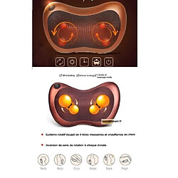 Coussin de massage shiatsu chauffant Coussin de massage électrique shiatsu - Pétrissage - Chauffage intégré - 3 programmes - 14,4 W - Utilisable en voiture - Revêtement PU