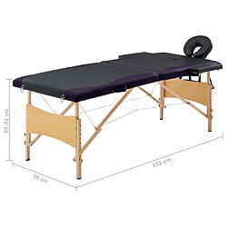 vidaXL Table de massage 2 zones - Noir pas cher
