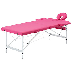 VIDAXL Table de massage pliable 2 zones - Rose Table de massage pliable 2 zones - Aluminium - Similicuir - Hauteur réglable - Rose