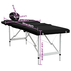 vidaXL Table de massage pliable noir 4 zones pas cher