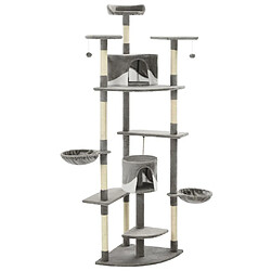 Helloshop26 Arbre à chat tour avec maison et jouets 203 cm gris