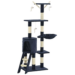 Helloshop26 Arbre à chat griffoir grattoir niche jouet animaux peluché en sisal 138 cm bleu foncé 3702052