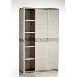 PLASTIKEN Armoire 3 portes + penderie - Beige et Taupe