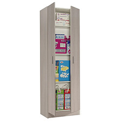 Pegane Armoire colonne de rangement - Chêne Armoire colonne - 2 portes - 4 étagères - Mélamine - Chêne - 180 x 59 x 37 cm