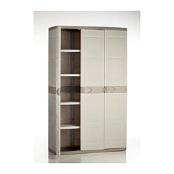 PLASTIKEN Armoire 3 portes + penderie - Beige et Taupe