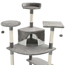 Helloshop26 Arbre à chat tour avec maison et jouets 203 cm gris