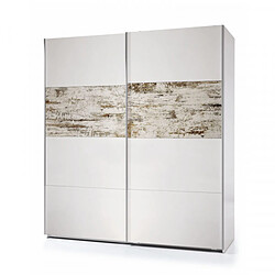 Dansmamaison Armoire 2 portes coulissantes Blanc/Bois blanchi - COPIST