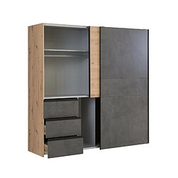 Acheter Armoire penderie avec miroir - chêne