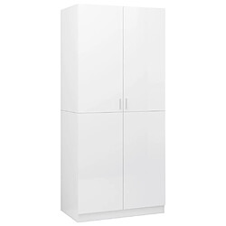 vidaXL Garde-robe Blanc brillant 90x52x200 cm Bois d’ingénierie