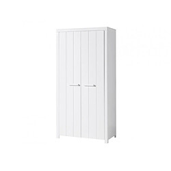 Vipack ERIK - 2 Portes Armoire en bois laqué - 100 x 55 x 205 cm - Barre de penderie et étagères - Certifié FSC