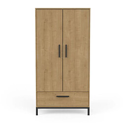 Dansmamaison Armoire Penderie 2 Portes - Chêne/Noir