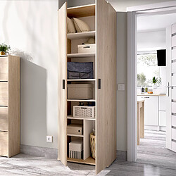 Pegane Armoire en panneaux de particules mélaminés coloris chêne naturel - Longueur 60.9 x Profondeur 35.3 x Hauteur 190.2 cm pas cher