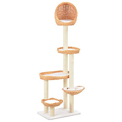 vidaXL Arbre à chat en bois de saule 172 cm - Naturel