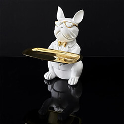 The home deco factory Vide-poche bouledogue - Blanc pas cher