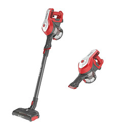 Hoover HF122RH 011 - Rouge Argenté Aspirateur balai - 170W - Autonomie 40 min - Batterie Litio Ion - Sans sac