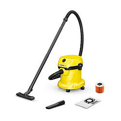 Kärcher WD 16280110 Aspirateur cuve - Eau et poussière - 15 L - 1000 W - Jaune/Noir - 77 dB - Accessoires inclus