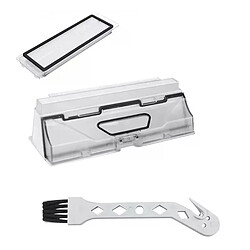 Boîte à poussière pour robot aspirateur Xiaomi Roborock Pièce de rechange pour aspirateur robot – Compatible S5 Max, S6 MaxV, S6 Pure – Avec filtre et brosse – Plastique blanc
