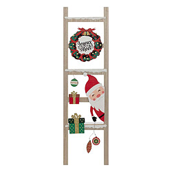 Atmosphera Pancarte échelle Joyeux Noël en bois avec Père Noël et couronne - H 65 cm