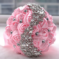 Wewoo Bouquet de Mariée Demoiselle d'Honneur - Strass Rose