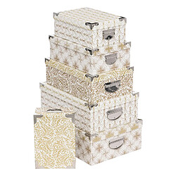 Atmosphera Lot de 6 boîtes pour cadeaux de Noël - Blanc et doré