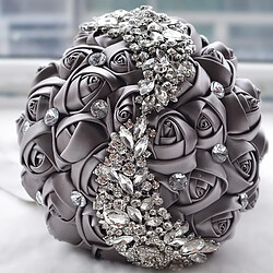 Wewoo Bouquet de mariage fleurs gris strass