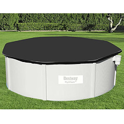 Bestway Couverture de piscine Flowclear Couverture piscine pour protéger des débris - PVC - Trous de vidange - Ø 396 cm - Noir