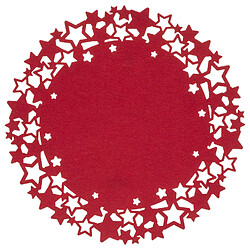 Atmosphera Lot de 6 sets de table de Noël rond motifs étoiles en feutrine Diam. 38 cm - Rouge