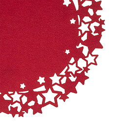 Atmosphera Lot de 6 sets de table de Noël rond motifs étoiles en feutrine Diam. 38 cm - Rouge