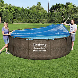 Bestway Couverture solaire Flowclear 356 cm Couverture en polyéthylène - Utilise l'énergie solaire pour chauffer l'eau - Minimise débris